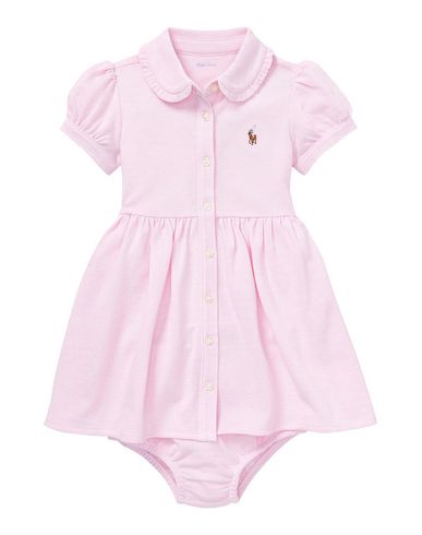 Polo Ralph Lauren Solid Oxford Dress Newborn Girl Baby Dress Pink Size 3 Cotton