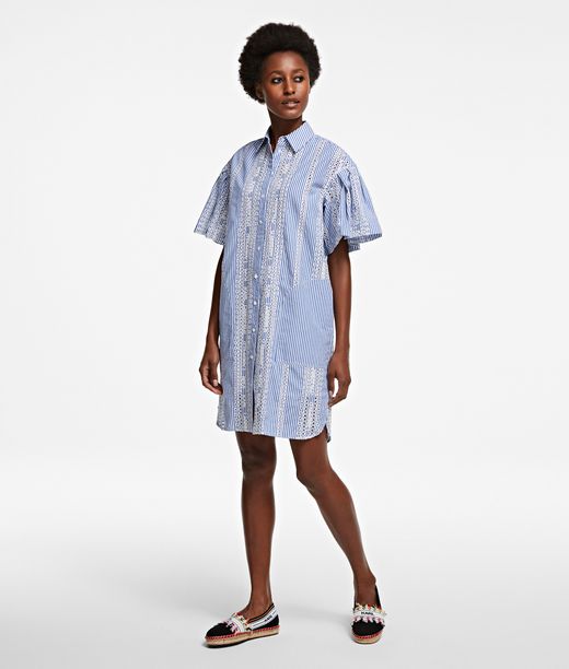 Image of Broderie Anglaise Shirt Dress