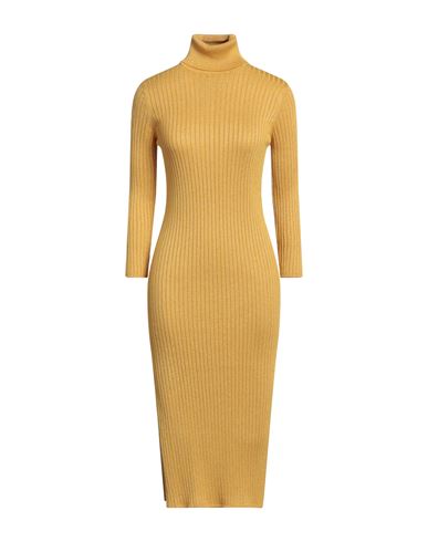 Elisabetta Franchi Woman Midi Dress Mustard Size 4 Viscose, Polyester In Yellow
