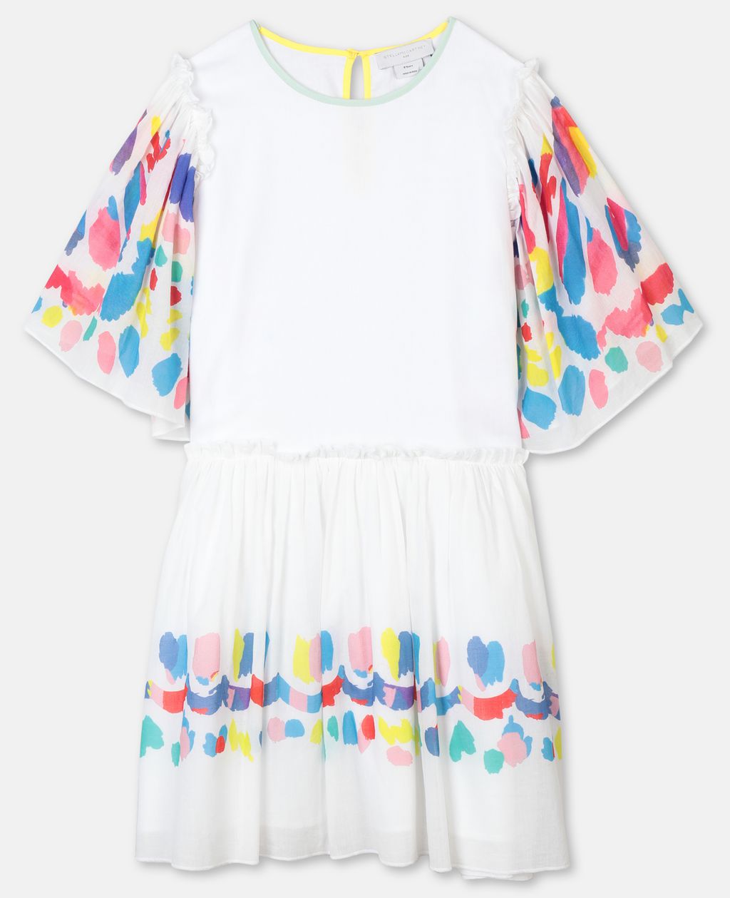 Stella Mccartney Kids Butterfly Cotton Volume Dress In White