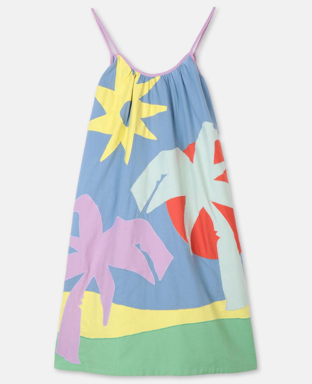 Shop Stella Mccartney Kids Palm Patches Cotton Dress In Multicolor