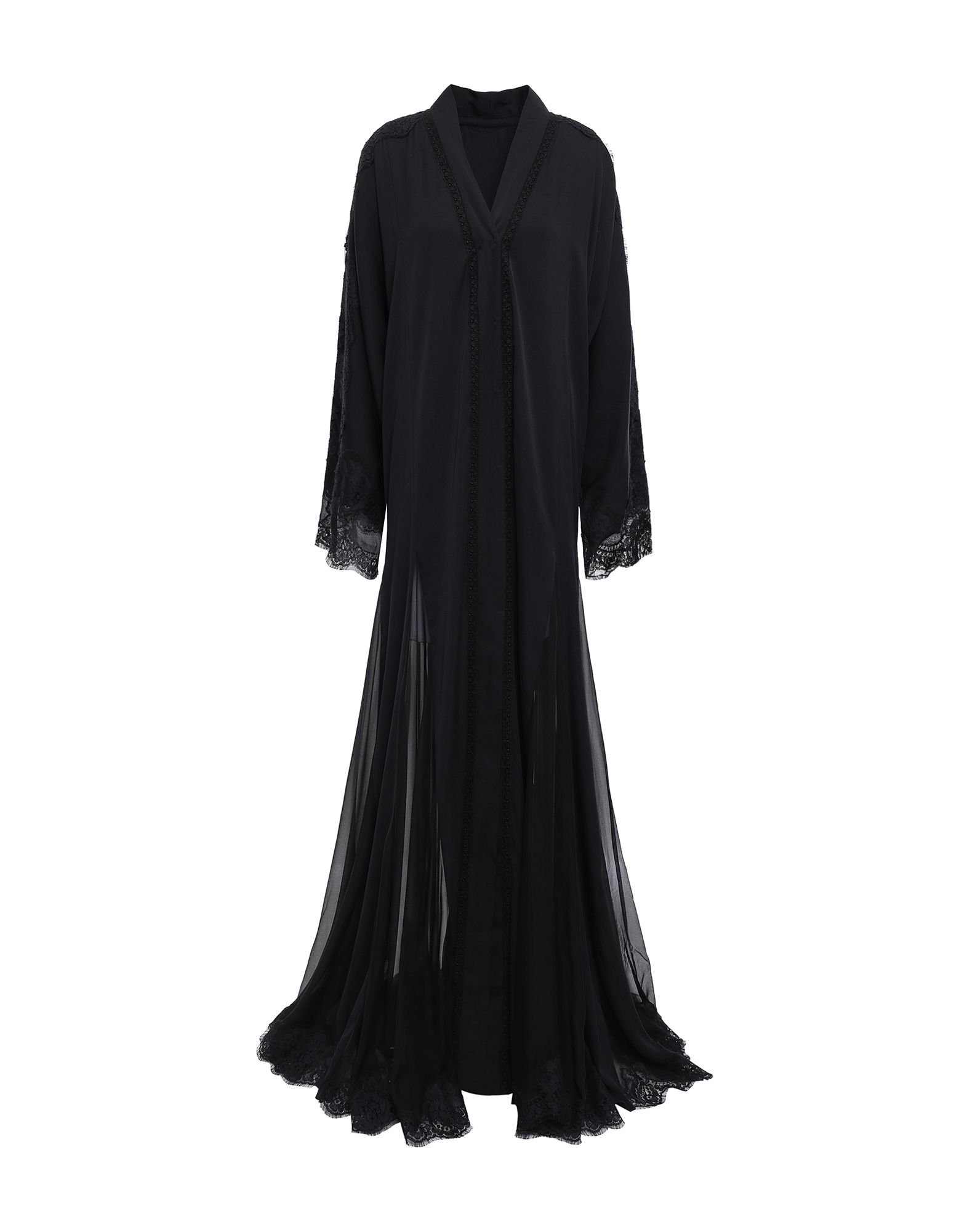 《セール開催中》DOLCE & GABBANA レディース マキシ丈ドレス ブラック 36 シルク 78% / コットン 16% / ナイロン 4% / ポリウレタン 2%