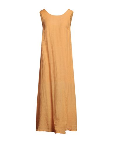 120% Woman Long Dress Orange Size 2 Linen