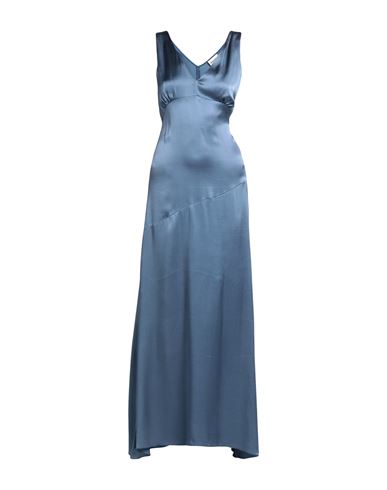 Semicouture Woman Maxi Dress Slate Blue Size 6 Acetate, Silk