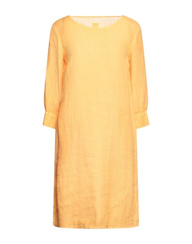 120% Woman Midi Dress Orange Size 4 Linen