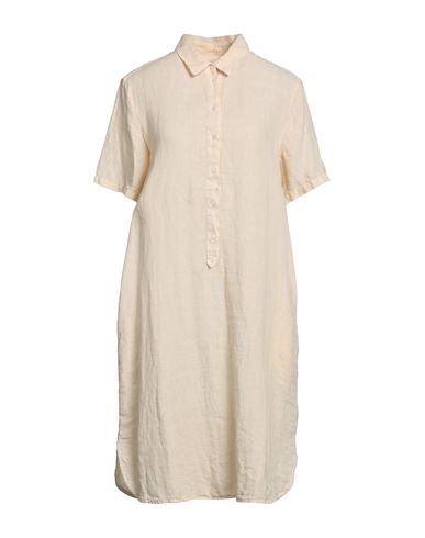 120% Woman Midi Dress Beige Size 8 Linen