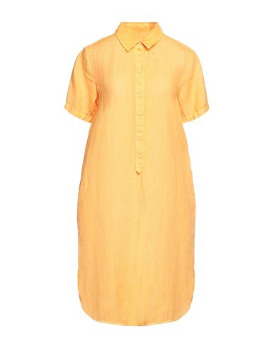120% Woman Midi Dress Orange Size 2 Linen