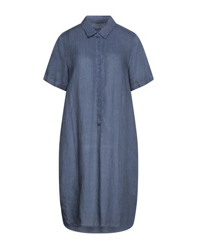 120% Woman Midi Dress Slate Blue Size 2 Linen