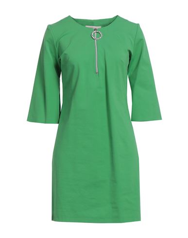 Twenty Easy By Kaos Woman Mini Dress Green Size 8 Cotton, Polyamide, Elastane