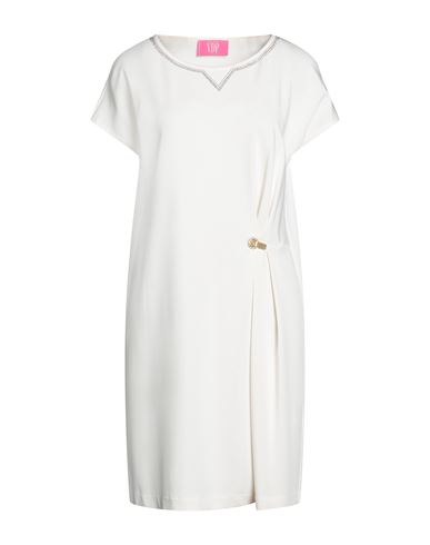 Vdp Club Woman Midi Dress Ivory Size 12 Viscose, Elastane In White