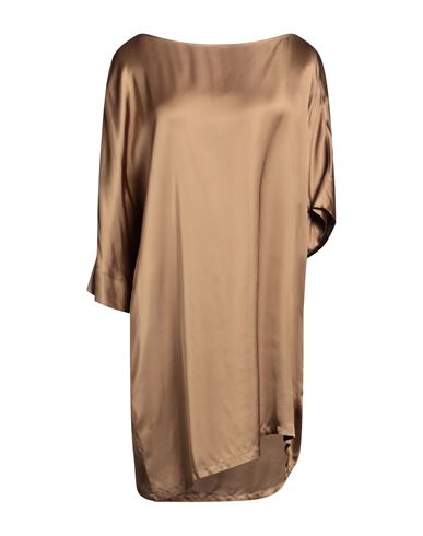 Shop Rossopuro Woman Mini Dress Khaki Size M Viscose In Beige