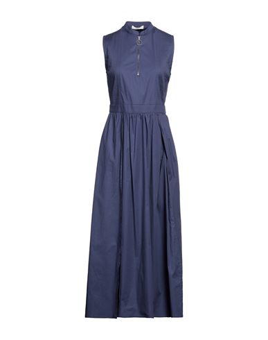 Alpha Studio Woman Maxi Dress Navy Blue Size 6 Cotton, Elastane