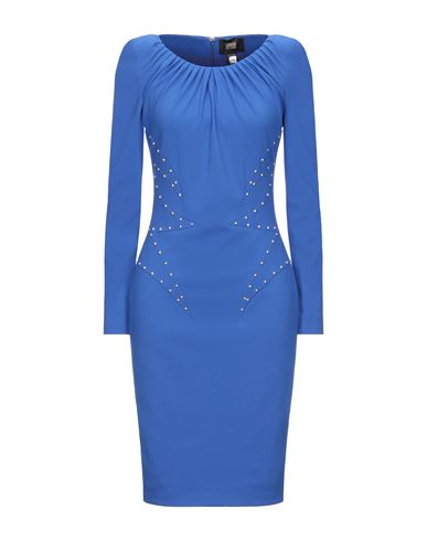 Cavalli Class Woman Mini Dress Bright Blue Size 4 Viscose, Polyamide, Elastane