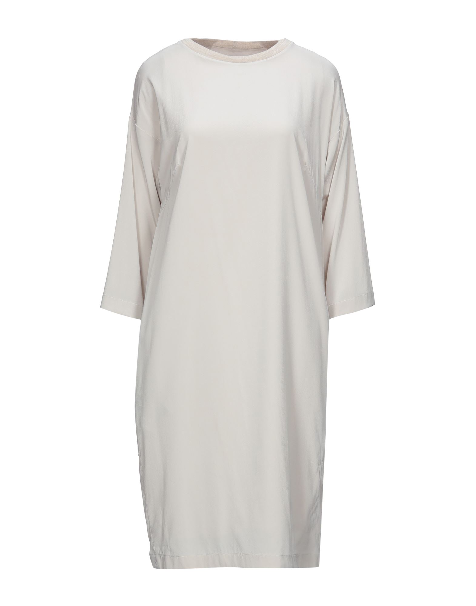 Shop Peserico Woman Midi Dress Beige Size 6 Silk, Elastane, Polyester, Virgin Wool