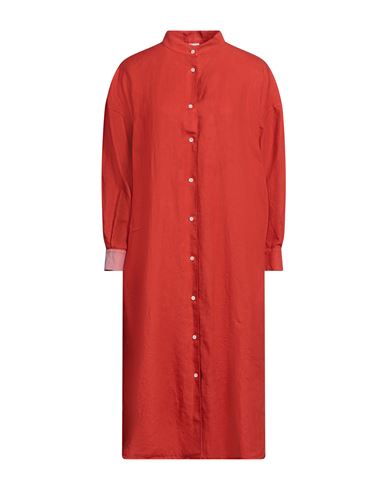 Aspesi Woman Midi Dress Rust Size 6 Linen In Red