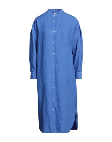 Aspesi Woman Midi Dress Azure Size 6 Linen In Blue
