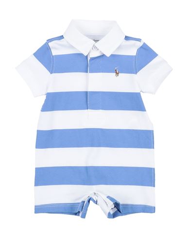 Polo Ralph Lauren Striped Cotton Rugby Shortall Newborn Boy Baby Jumpsuits Pastel Blue Size 3 Cotton