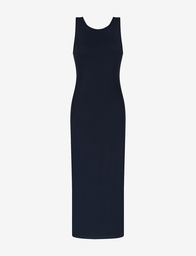 Armani Exchange Vestito Lungo Blu Navy Viscosa, Poliammide, Elastan