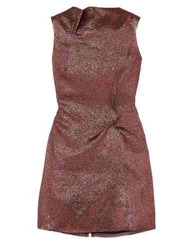 Roland Mouret Woman Mini Dress Brick Red Size 12 Silk, Polyamide, Metallized Polyamide