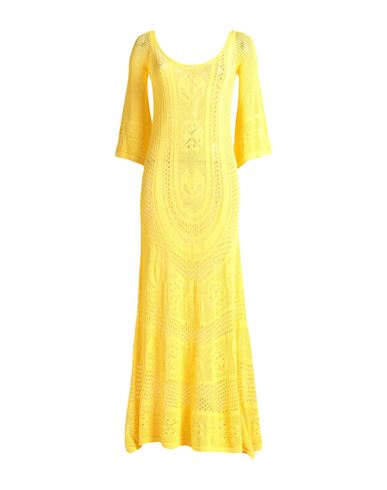 Shop Elisabetta Franchi Woman Maxi Dress Yellow Size 4 Viscose, Polyamide