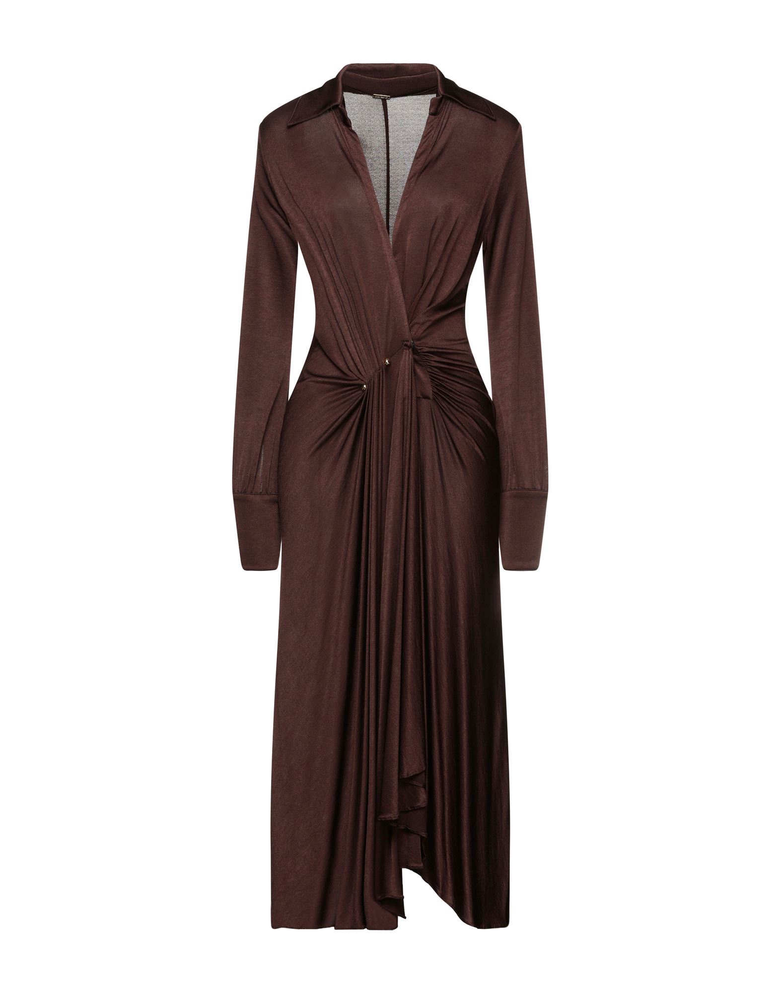 Dodo Bar Or Lorenne Pleated Satin-jersey Midi Dress In Dark Brown