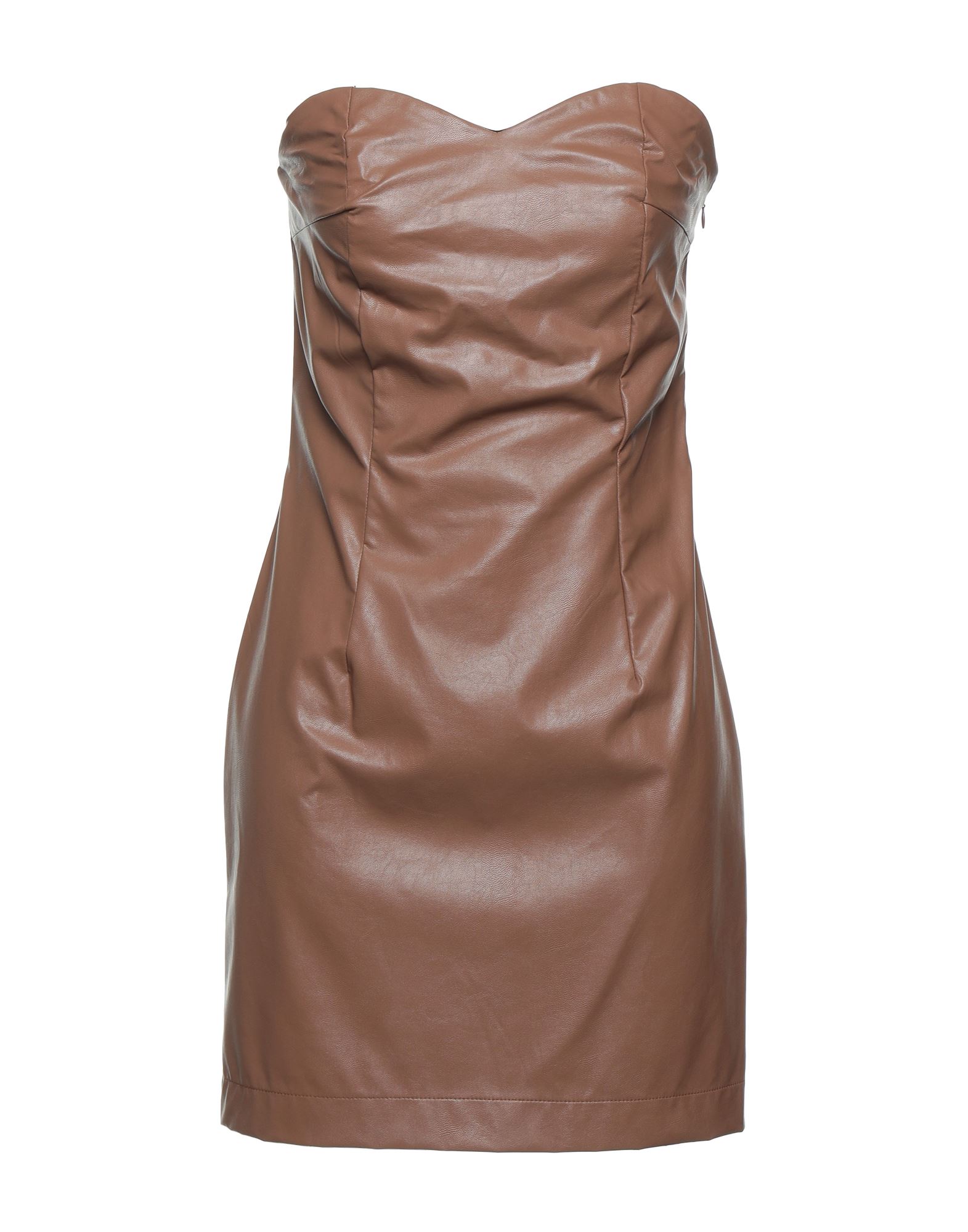 Merci .., Woman Mini Dress Brown Size 10 Polyurethane, Viscose