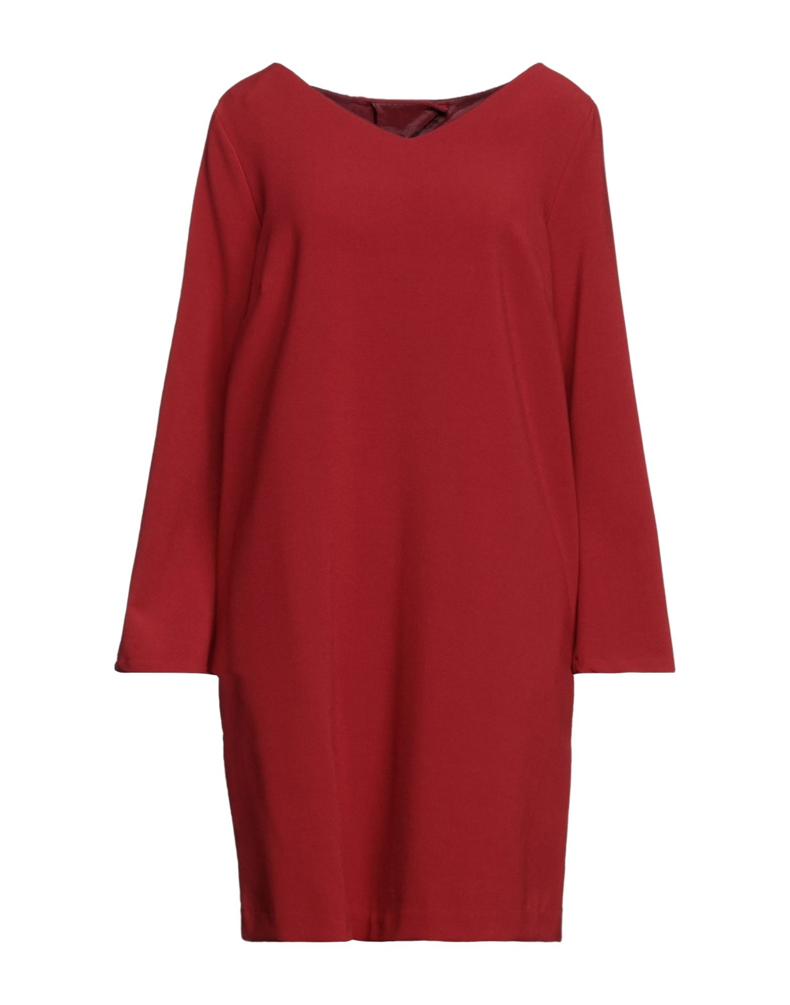 Ottod'ame Woman Short Dress Brick Red Size 8 Polyester, Viscose, Elastane