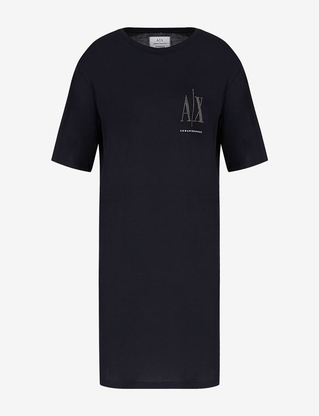 Armani Exchange Vestito Corto Blu Navy Cotone