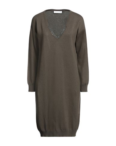 Cotton Smocked Puff-sleeve Midi Dress Woman Midi dress Ocher Size 2 Cotton