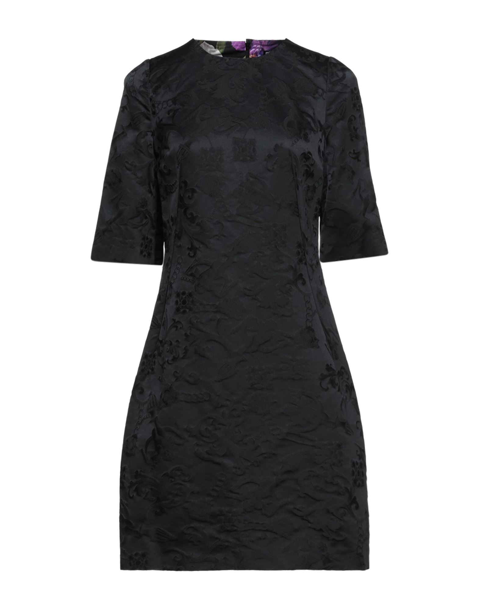 Dolce & Gabbana Brocade Dress With Fitted Waist And Textured Fabric In Black