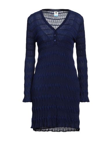 Shop M Missoni Woman Mini Dress Midnight Blue Size 8 Viscose, Cotton, Polyamide