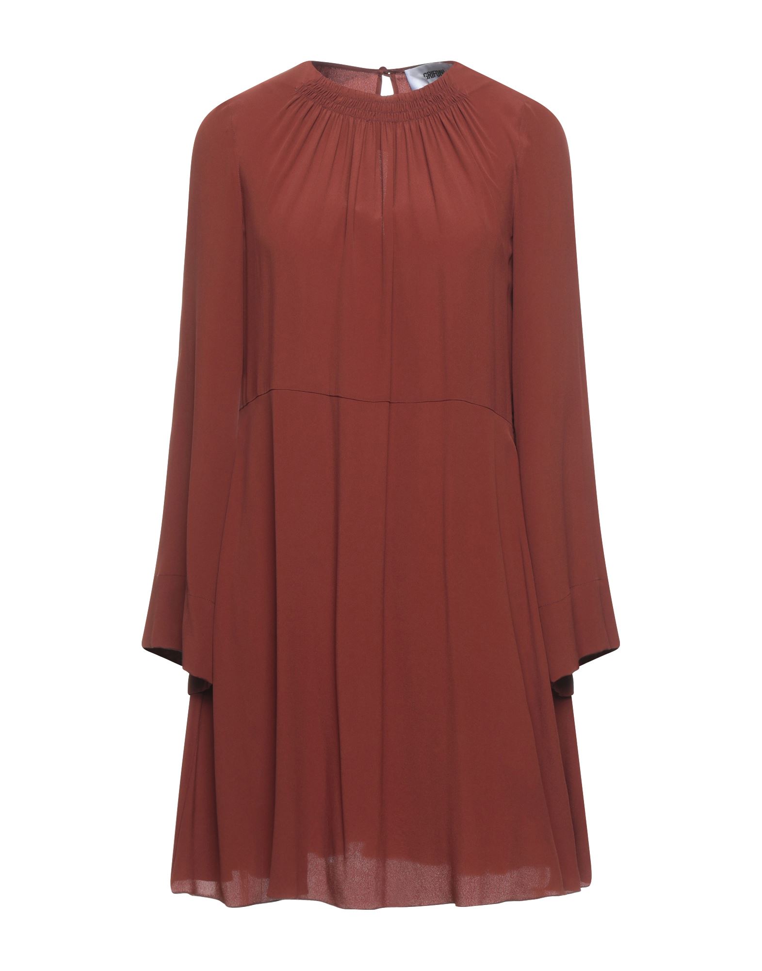 Shop Mauro Grifoni Grifoni Woman Mini Dress Brown Size 8 Acetate, Silk