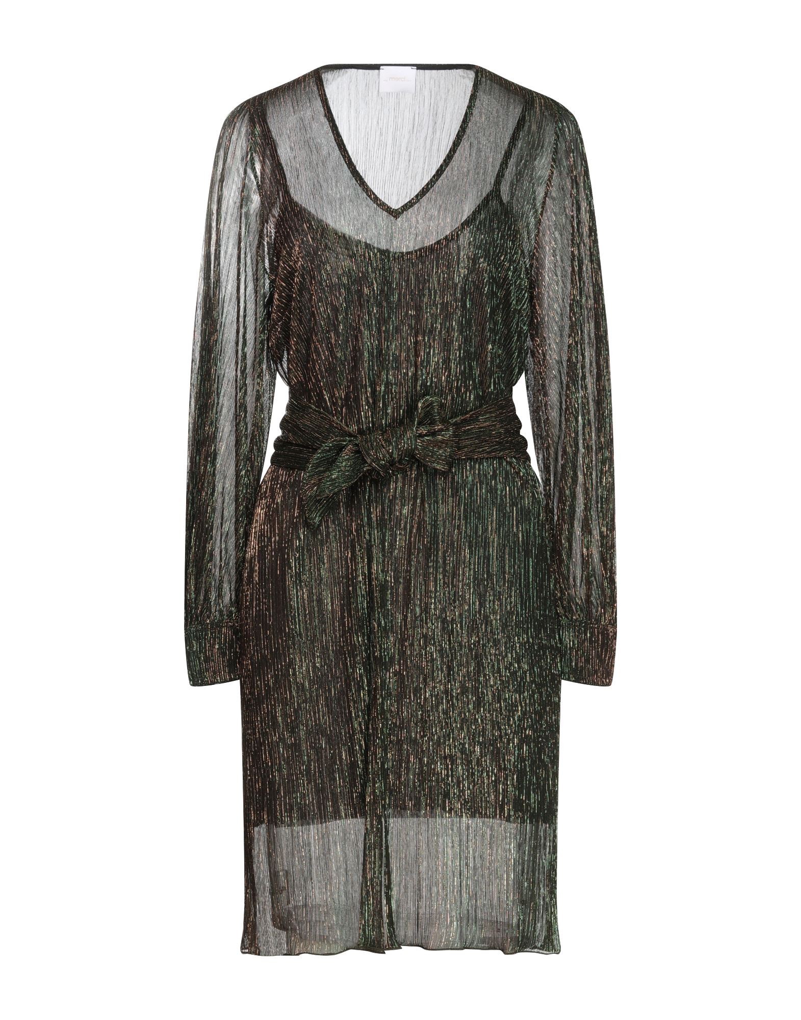 Merci .., Woman Mini Dress Green Size 8 Metallic Fiber, Polyester
