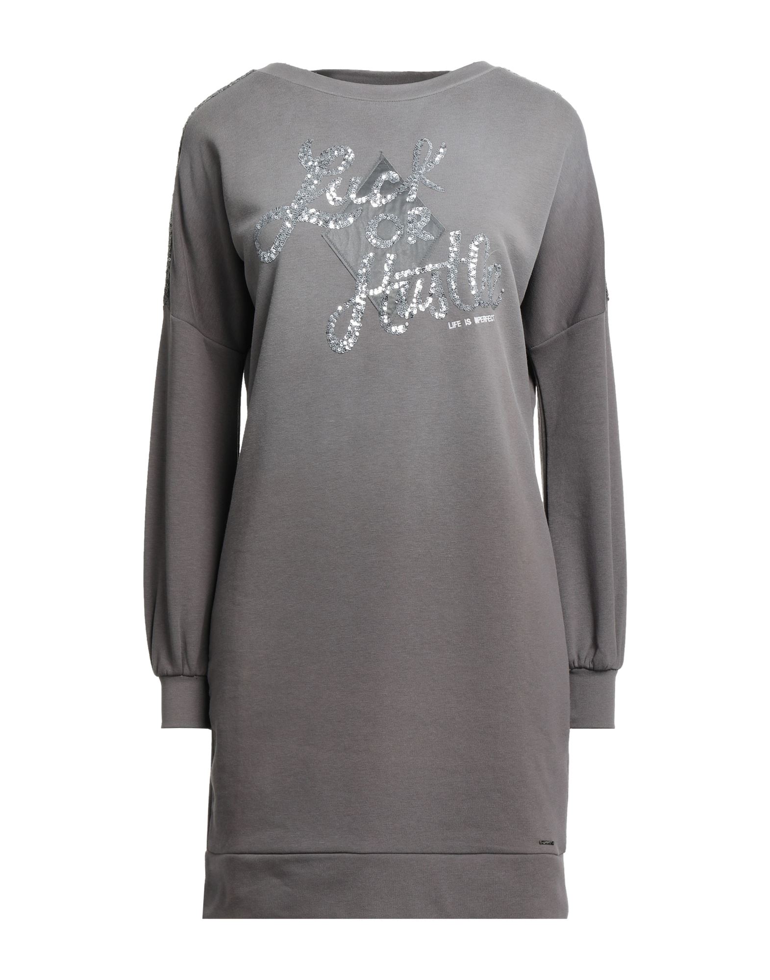 Shop !m?erfect Woman Mini Dress Grey Size Xs Cotton, Polyester
