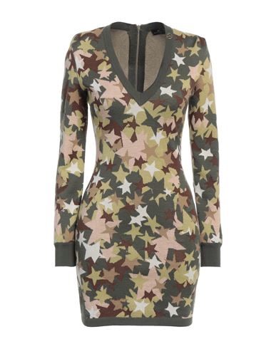 Elisabetta Franchi Woman Mini Dress Military Green Size 4 Polyamide, Wool, Acrylic In Green