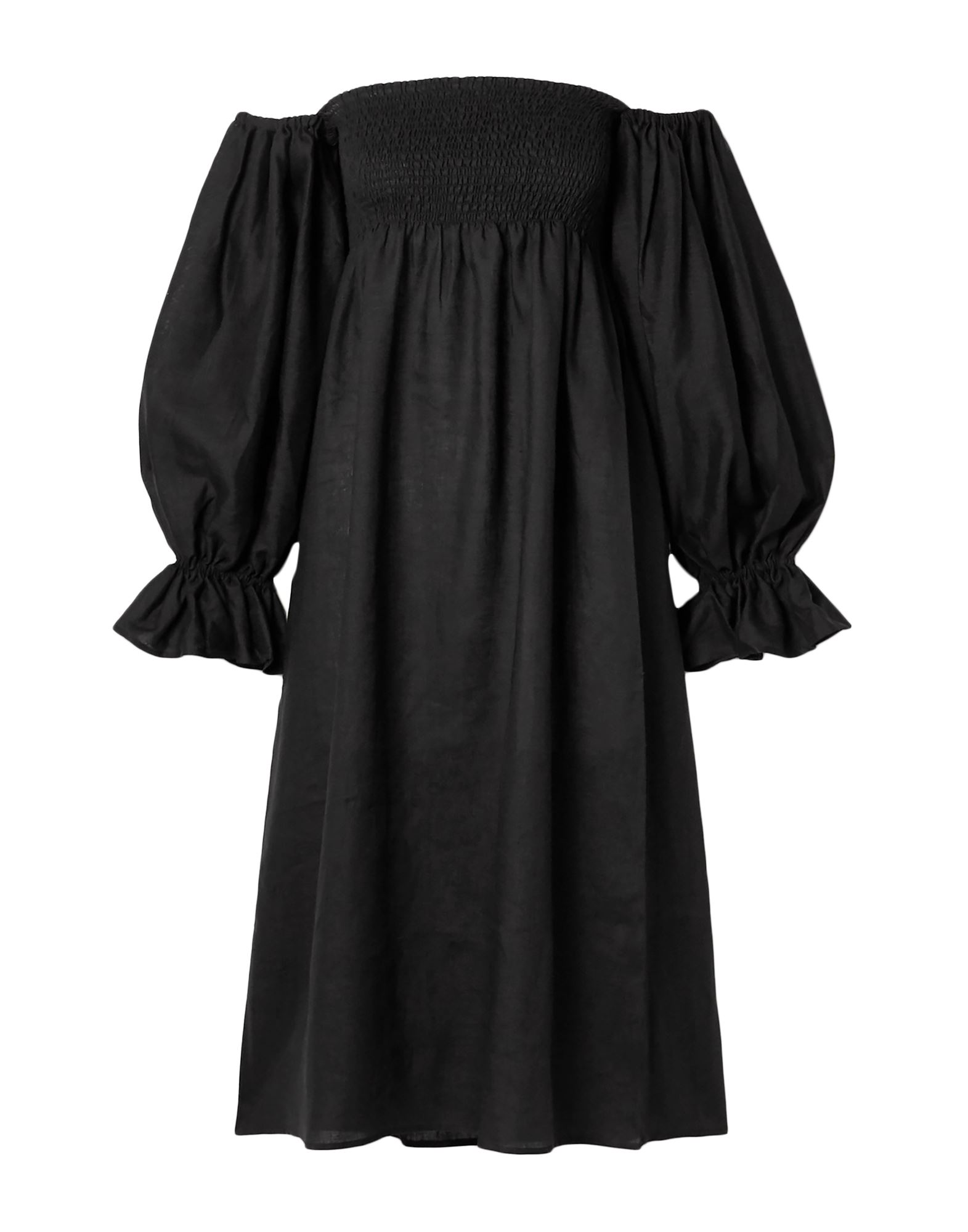 Sleeper + Net Sustain Atlanta Off-the-shoulder Shirred Linen Midi Dress In Black