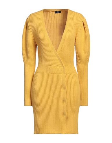 Elisabetta Franchi Woman Short Dress Mustard Size 8 Wool, Acrylic, Polyester In Yellow