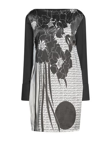 Cavalli Class Woman Mini Dress Black Size 16 Viscose, Elastane, Polyester, Virgin Wool