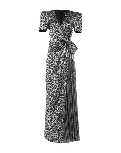 Cavalli Class Woman Maxi Dress Light Grey Size 10 Polyester, Viscose, Metallic Fiber