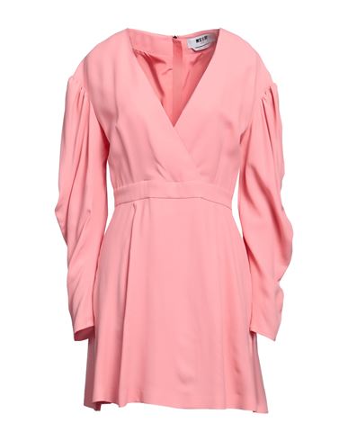 Msgm Woman Mini Dress Salmon Pink Size 8 Acetate, Viscose