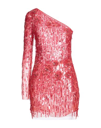 Elisabetta Franchi Woman Mini Dress Coral Size 6 Polyamide, Glass, Viscose In Red