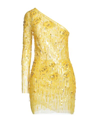 Elisabetta Franchi Woman Mini Dress Yellow Size 8 Polyamide, Glass, Viscose