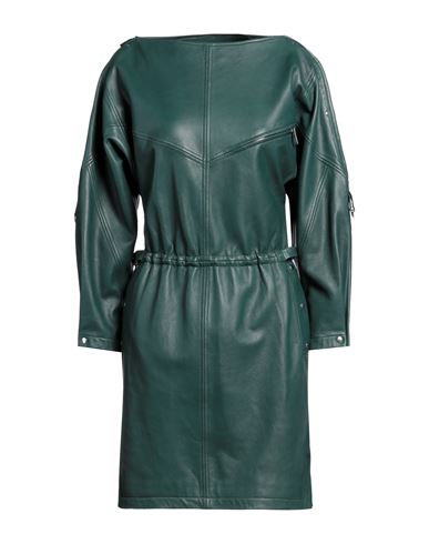 Shop Alberta Ferretti Woman Mini Dress Dark Green Size 6 Sheepskin