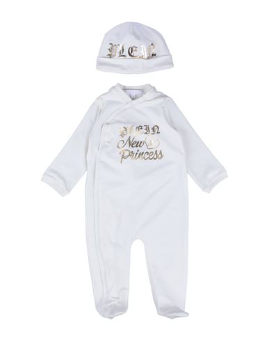 Philipp Plein Newborn Girl Baby Jumpsuits & Overalls Ivory Size 3 Cotton, Elastane In White