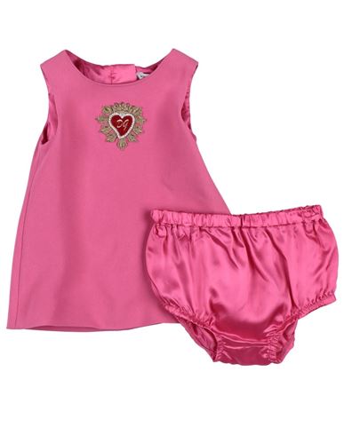 Dolce & Gabbana Newborn Girl Baby Dress Pink Size 3 Viscose, Acetate, Elastane, Cotton, Synthetic Fi