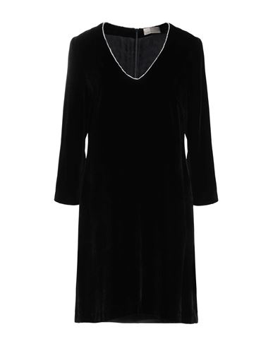 120% Lino Woman Mini Dress Black Size 4 Viscose, Silk