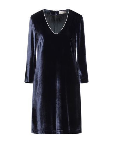 120% Lino Woman Mini Dress Midnight Blue Size 2 Viscose, Silk