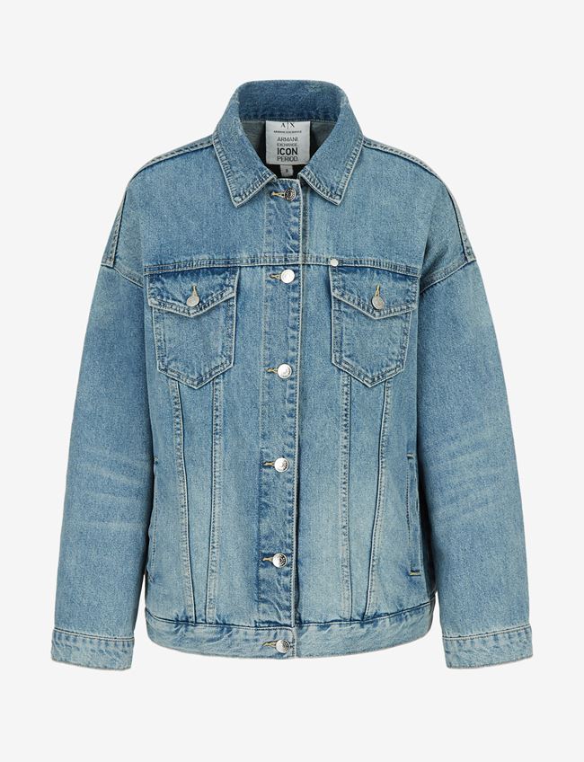 Armani Exchange Giacca In Denim Blu Navy Cotone