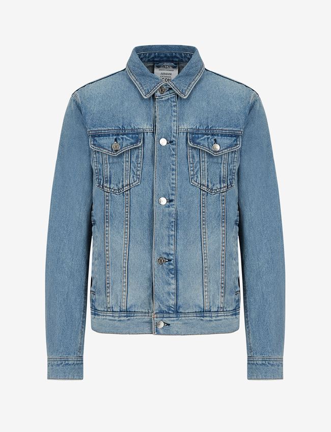 Armani Exchange Giacca In Denim Blu Cotone