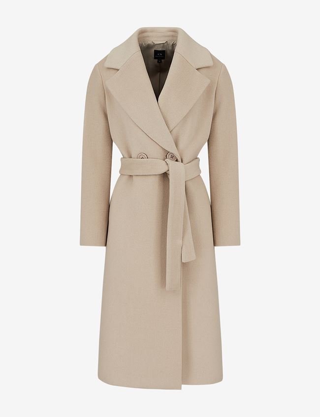 Armani Exchange Cappotto Beige Lana Vergine, Poliestere